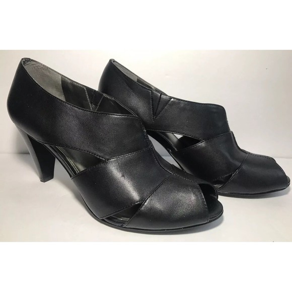 Ann Taylor LOFT Womens Peep Toe Pumps High Heels Black US 8 3" Heel - Picture 3 of 9